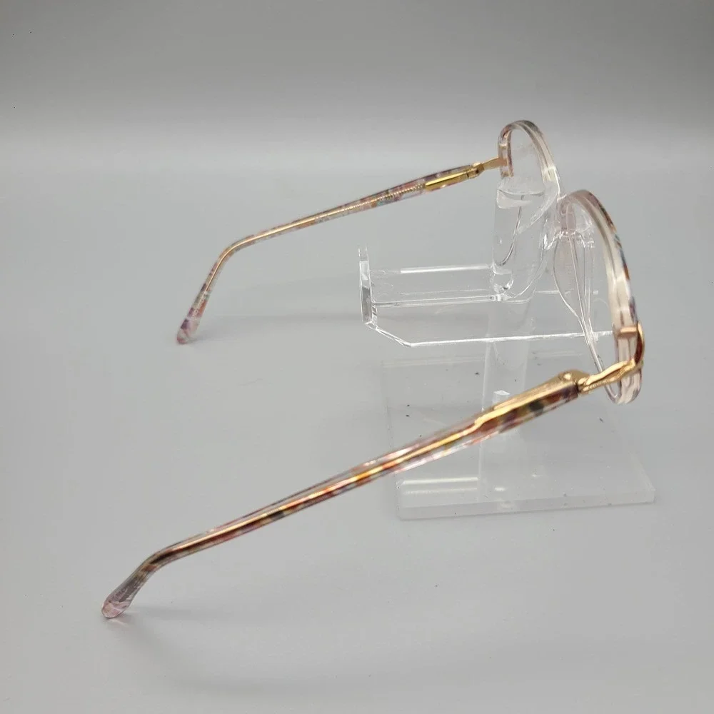 Blue Ribbon for Marchon BR 16 Lilac Mosaic Eyeglass Frames Gold Accents 130mm